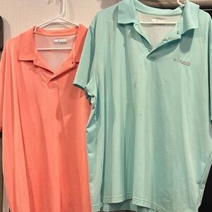 Columbia Peach and Light Blue Polo Shirts